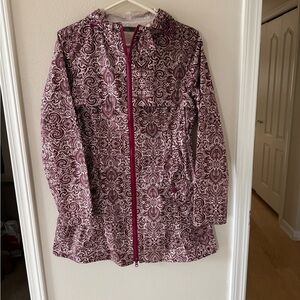 Prana Women's Jordi Hooded Patterned Rain Wind Jacket Medium